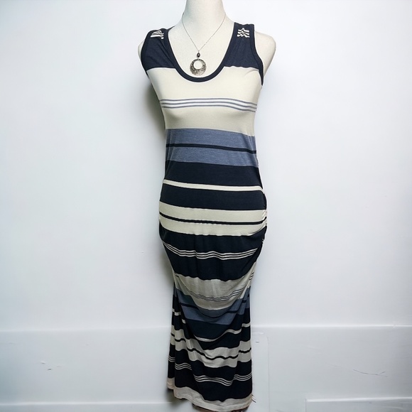James Perse Dresses & Skirts - JAMES PERSE Sleeveless Racerback Striped Blue and White Tank Maxi Dress - size 3